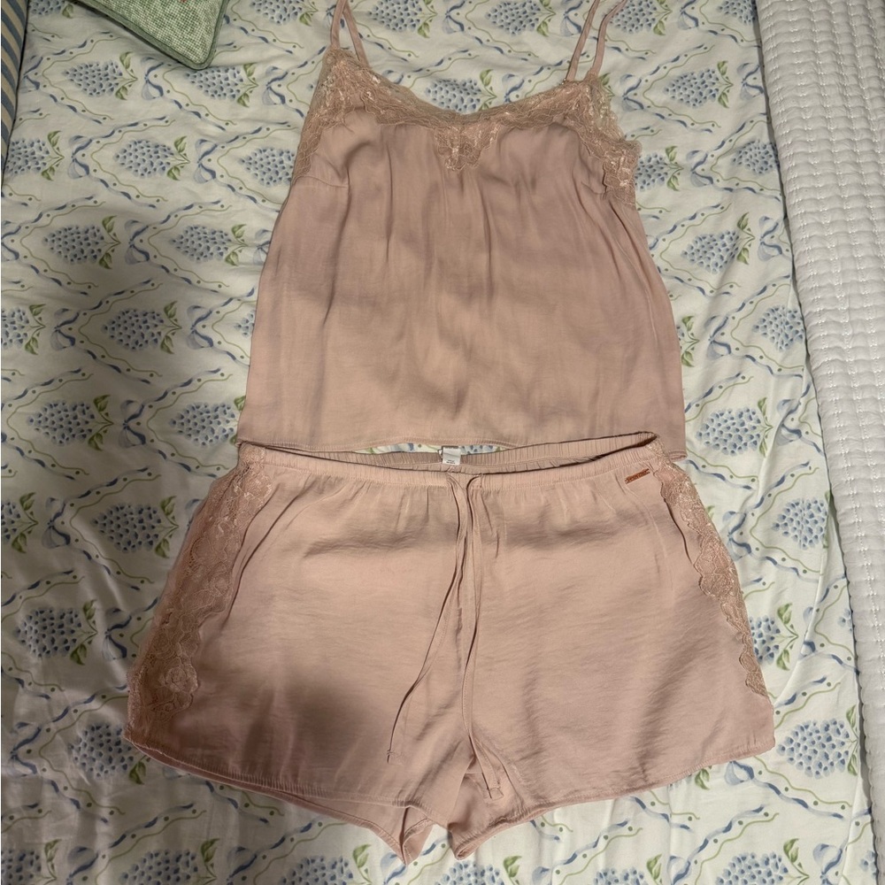 Danskin Blush Lace Trim Pajama Set